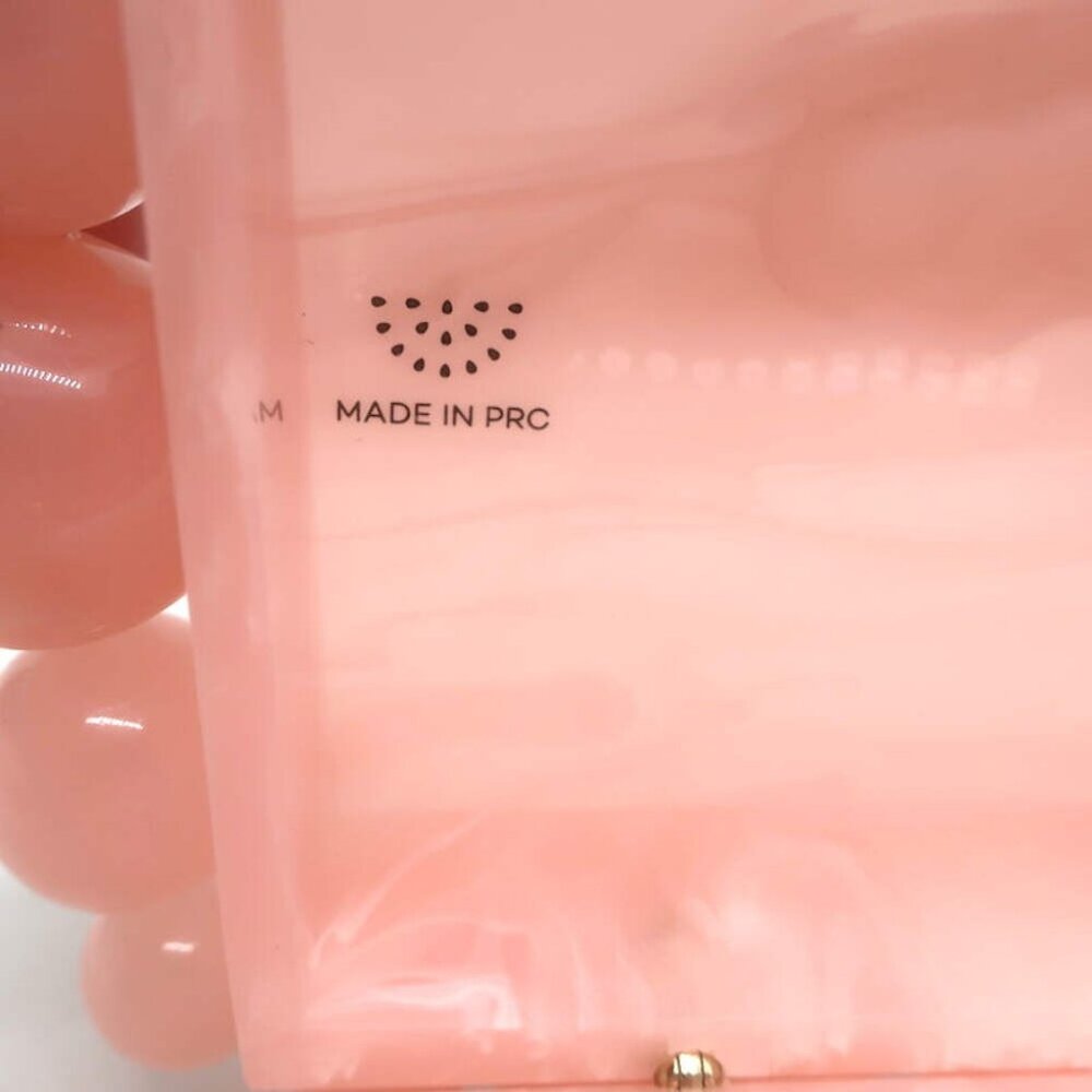 Cult Gaia Eos Box Clutch Pearlescent Pink Acrylic NEW - Picture 11 of 12